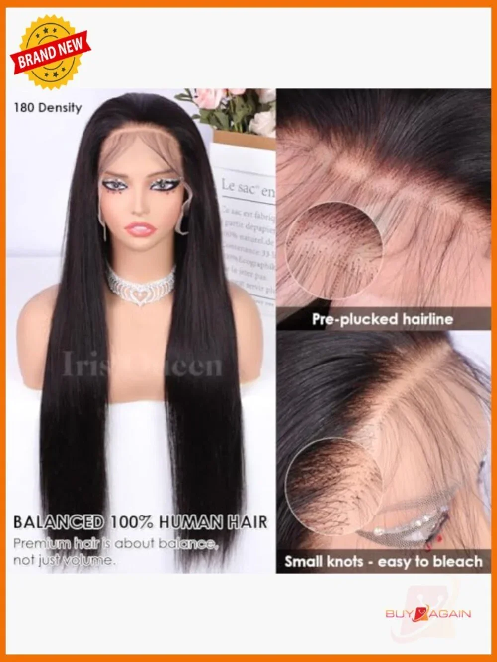 30 Inch Straight Lace Front Wig HD Transparent Lace 180 Density Pre Plucked